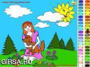 Флеш игра онлайн Раскраска Девочка и собака / Girl and Dog Coloring