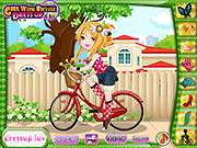 Флеш игра онлайн Девушка с велосипедом одеваются