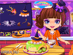 Флеш игра онлайн Пирог на хеллоуин / Halloween Spooky Pancakes