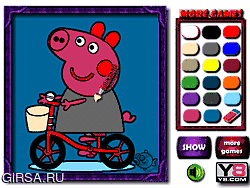 Флеш игра онлайн Раскраски Свинья / Happy Pig Coloring