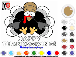 Флеш игра онлайн Счастливая раскраска день Благодарения