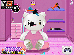 Флеш игра онлайн Хелло Китти в парикмахерской Барби / Hello Kitty At Barbie Hair Salon