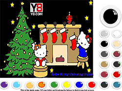 Флеш игра онлайн Хеллоу Китти рождественская раскраска / Hello Kitty Christmas Coloring