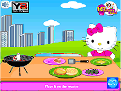 Флеш игра онлайн Привет Китти Принцесса Готовить Бургер / Hello Kitty Cooking Princess Burger