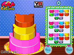 Флеш игра онлайн Хелло Китти. Вдохновленный пирог / Hello Kitty Inspired Cake