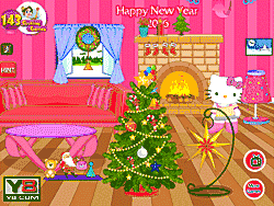 Флеш игра онлайн Хеллоу Китти украшения к Новому году