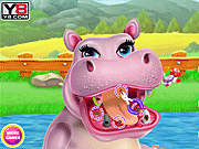 Флеш игра онлайн Бегемотик Стоматолога / Hippo Dentist Care