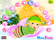 Флеш игра онлайн Рождественский наряд для куклы / Infant Christmas Dressup