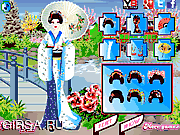 Флеш игра онлайн Гейша в японском саду / Japanese Garden Geisha Dress Up