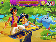 Флеш игра онлайн Jasmine and Aladdin Kissing