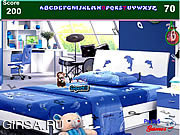 Флеш игра онлайн Детей Синей спальне Скрытая алфавитами / Kids Blue Bedroom Hidden Alphabets