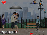 Флеш игра онлайн Поцелуй в дожде