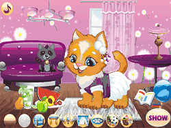 Флеш игра онлайн Котенок убирается в комнате / Kitten Cleaning Room