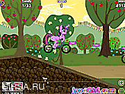 Флеш игра онлайн Гонка с маленьким пони / Little Pony Bike Racing