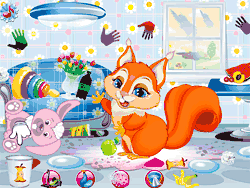 Флеш игра онлайн Маленькая белка убирает комнату mobile / Little Squirrel Cleaning Room Mobile