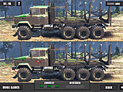 Флеш игра онлайн Журнал Перевозчик Различия Грузовики / Log Carrier Trucks Differences