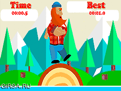Флеш игра онлайн Дровосек / Logrolling Lumberjack