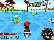 Флеш игра онлайн Гонка на джетски вместе с Марио / Mario Jetski Race