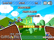 Флеш игра онлайн Марио и грибное королевство / Mario Moto X