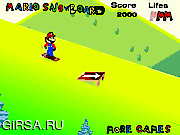 Флеш игра онлайн Марио на сноуборде