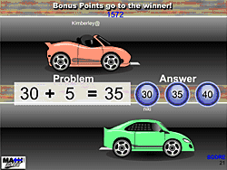 Флеш игра онлайн Математическая гоночная игра / Math Racers Addition Edition