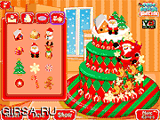 Флеш игра онлайн Художественное оформление пирога на Рождество / Merry Chrismtas Cake Decoration