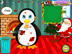Флеш игра онлайн Грязный пингвин чиститься к Рождеству
