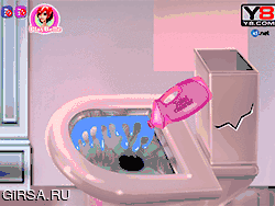 Флеш игра онлайн Золушка моет ванную комнату / Modern Cinderella Bathroom Makeover