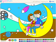Флеш игра онлайн Любителей Луна Раскраски / Moon Lovers Coloring