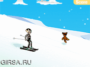 Флеш игра онлайн Мистер Бин на зимних лыжах / Mr Bean Skiing Holiday