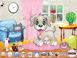 Флеш игра онлайн Маленький щенок убирается дома / My Little Puppy Cleaning Home