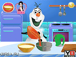 Флеш игра онлайн Олаф делает пирог / Olaf cooking Turtle Cake