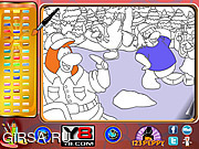 Флеш игра онлайн Семейство пингвинов. Раскраска / Penguin Family Online Coloring Page