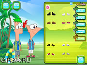 Флеш игра онлайн Финес и Ферб одеваются / Phineas And Ferb Dress Up