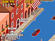 Флеш игра онлайн Доставка пиццы на лодке / Pizzaboy