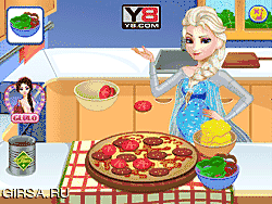 Флеш игра онлайн Беременная Эльза готовит пиццу