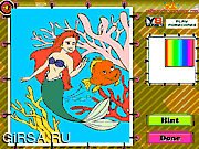 Флеш игра онлайн Принцесса Ариель. Раскраска / Princess Ariel Coloring 