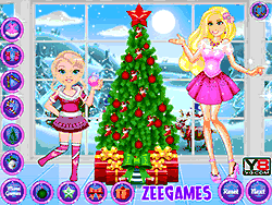 Флеш игра онлайн Принцесса Барби и ребенок Барби рождественское веселье