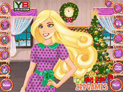 Флеш игра онлайн Рождественские каникулы принцессы Барби / Princess Barbie Christmas Holiday.