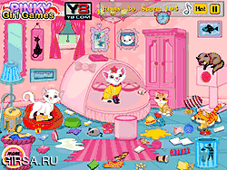 Флеш игра онлайн Уборка Принцессы Котенка Грязный Номер / Princess Kitten Messy Room Cleaning