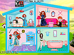 Флеш игра онлайн Принцесса Мерида украшает Кукольный дом / Princess Merida Doll House Decor