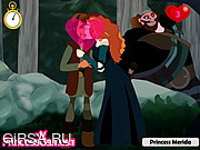 Флеш игра онлайн Принцесса Мирида и поцелуй принца / Princess Merida Kissing Prince