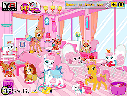 Флеш игра онлайн Уборка Комнаты Принцессы Домашних Животных