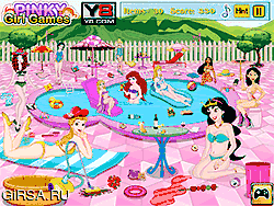 Флеш игра онлайн Принцесса Партийные Чистки Бассейна / Princess Pool Party Cleaning