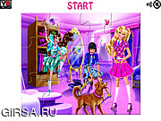 Флеш игра онлайн Принцесса Барби в школе. Пазл / Princess School Jigsaw