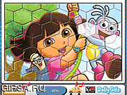 Флеш игра онлайн Пазл  - Даша в сапогах / Puzzle Fun Dora with Boots