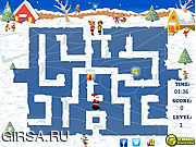 Флеш игра онлайн Санта На Коньках Лабиринт / Santa Skating Maze