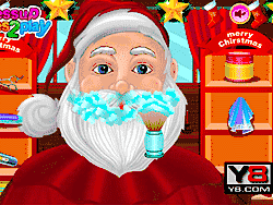 Флеш игра онлайн Санта стрижет бороду на рождество