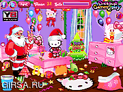 Флеш игра онлайн Хелло Китти - Уборка у Санта Клауса