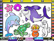 Флеш игра онлайн Раскрась морского обитателя / Sea Animals Online Coloring